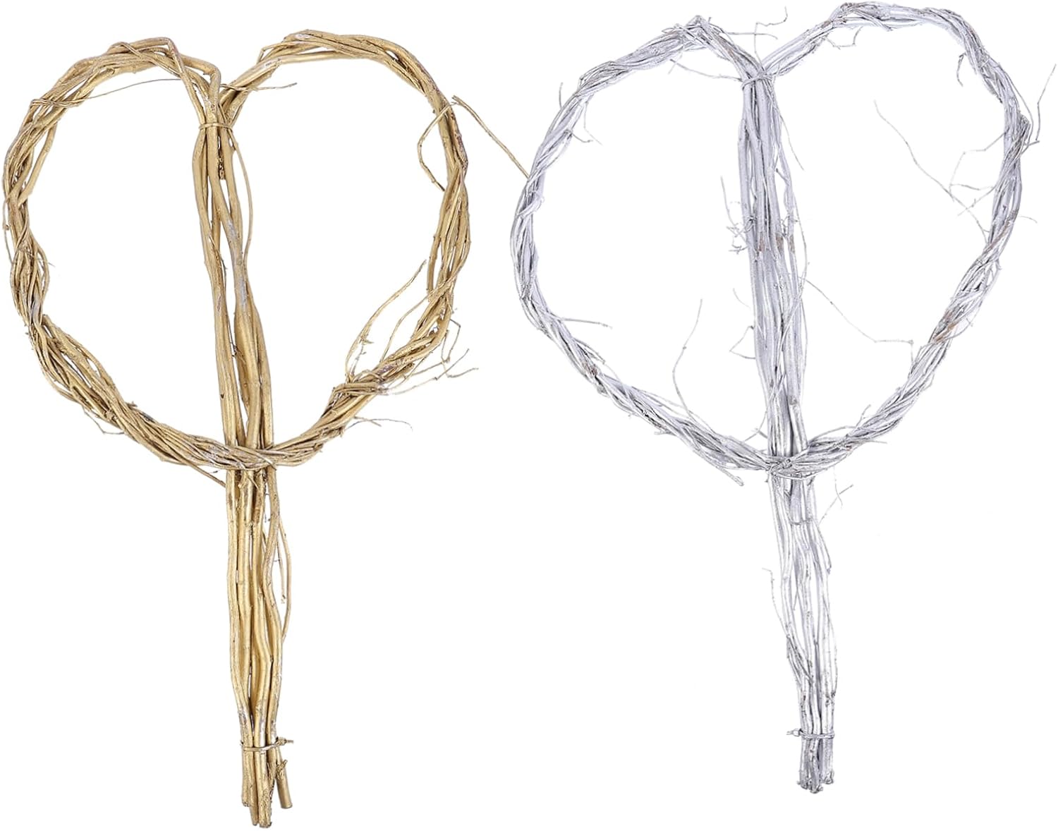 2pcs Heart Shaped Wicker Wreath Frames for Bridal Bouquets Versatile Flower Holders for Weddings and Home Decor Finishes for Floral Arrangements and Craft Projects