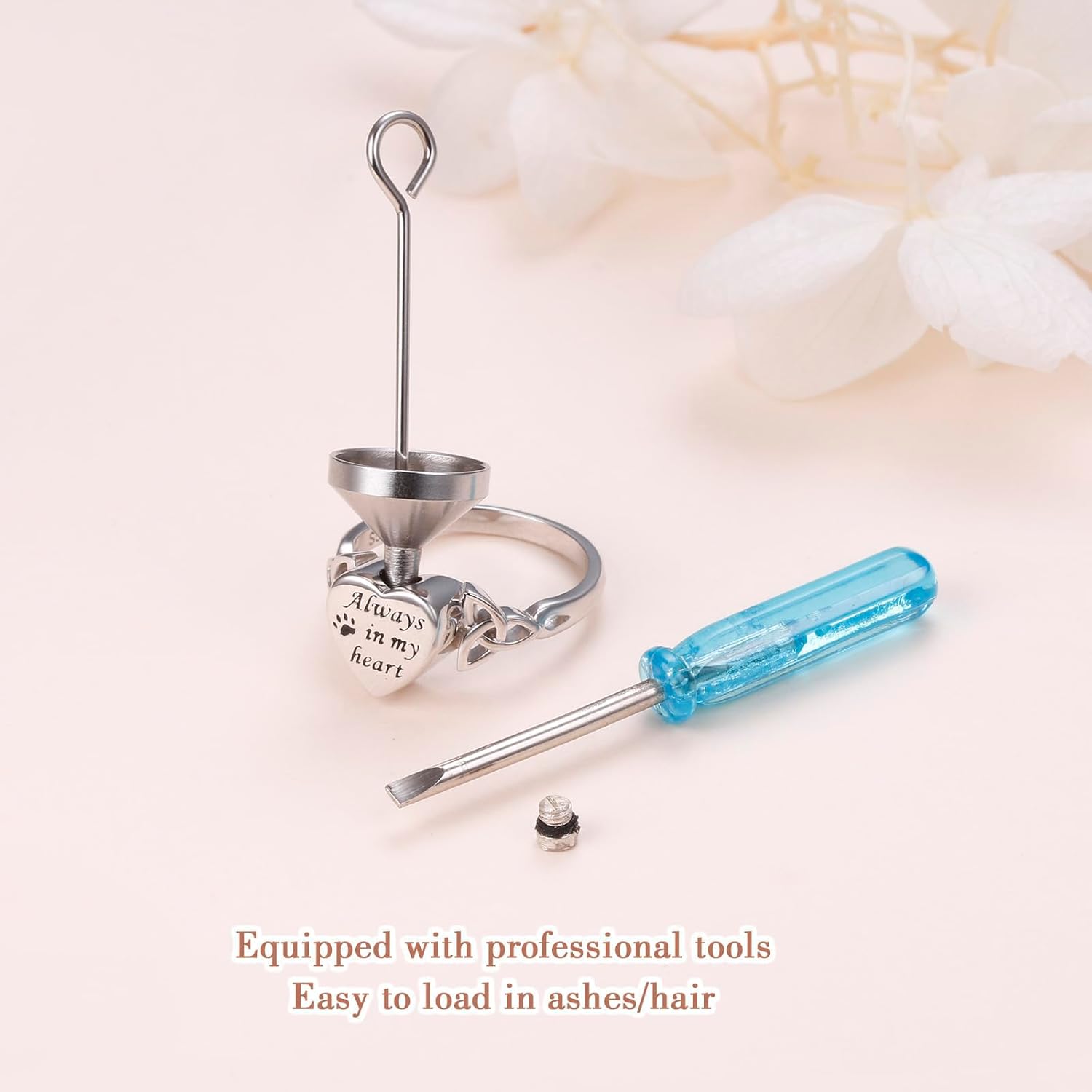 925 Sterling Silver Pet Paw/Oxidation Tree of Life Urn Rings for Women Engraved Always In My Heart Cremation Keepsake Jewelry for Ashes Heart-shape Celtic Knot Ring Easter - Image 4