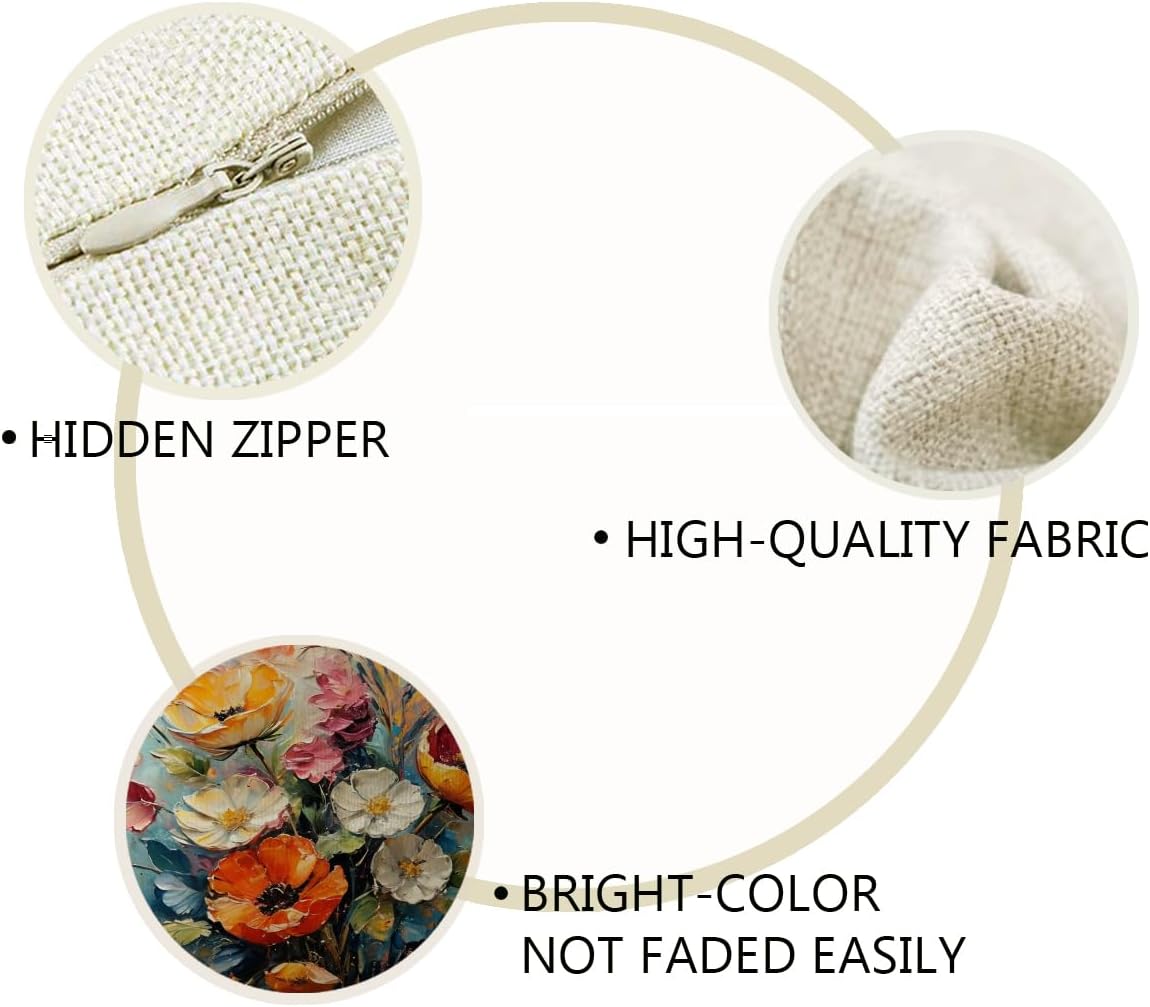 ULOVE LOVE YOURSELF Decorative Throw Pillow Case Oil Painting Floral Cushion Cover Spring Summer Garden Art Pillow Covers 18 X 18 Inches,4Pack Multicolor Flowers Design for Sofa Couch Porch - Image 6