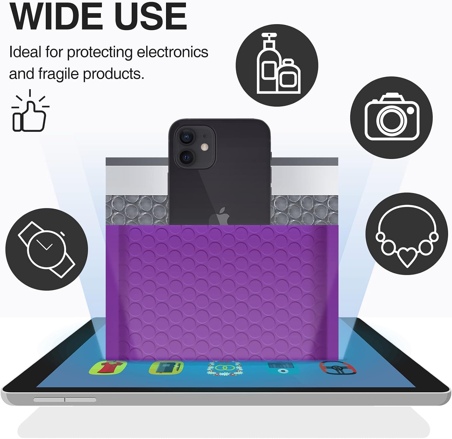 UCGOU Bubble Mailers 4x8 Inch Purple 100 Pack Poly Padded Envelopes Small Business Mailing Packages Opaque Self Seal Boutique Shipping Bags Bubble Mailer
