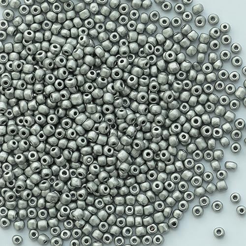4mm Matte Silver Seed Beads About 1600pcs/110Grams in Bag,6/0 Glass Craft for Making Earrings, Waist Jewelry, DIY Handmade Seed Beads (Matte Silver)