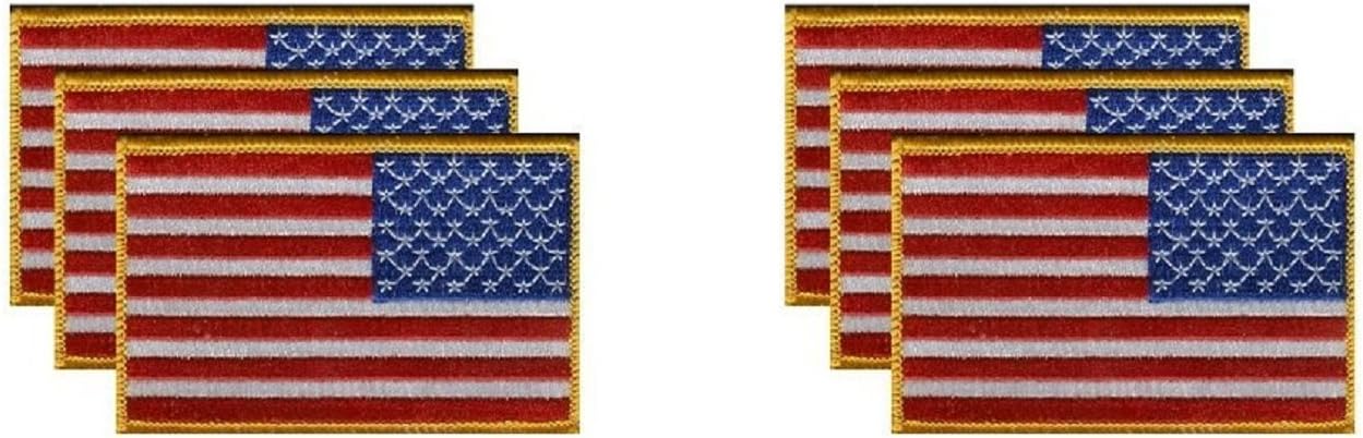 United States Right Hand Flag Patches 3.50" x 2.25", American Reverse Embroidered Iron On or Sew On Flag Patch Emblem (6)