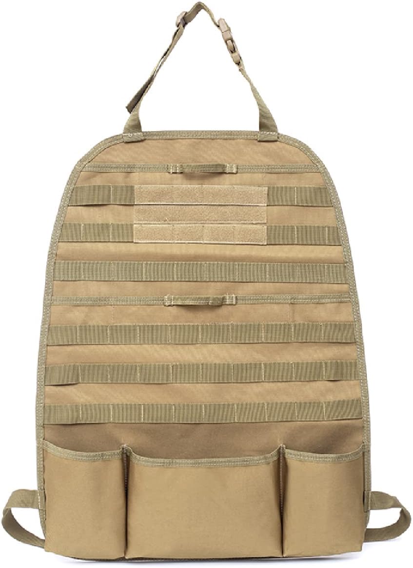 TRIWONDER Car Seat Back Storage Bag Organizer Tactical Molle Panel Car Seat Back Cover Protection with 3 Storage Pouch (Khaki) : Automotive