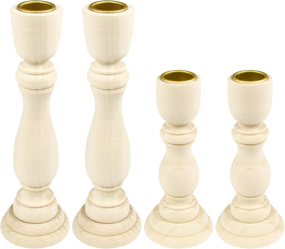 unfinished wood candle holder