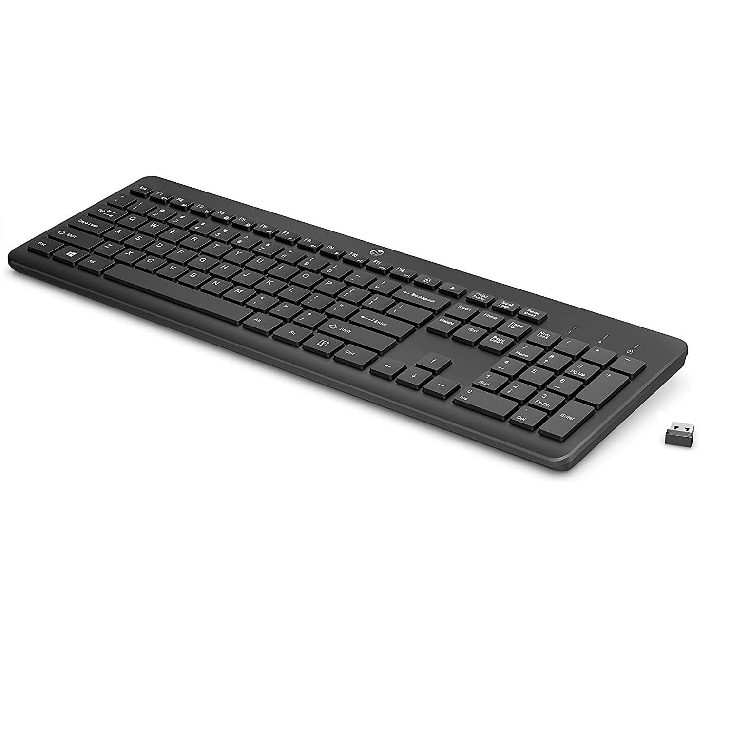 HP 230 Tastiera Wireless, Connessione con Dongle USB-A a 2,4 GHz, Multi-dispositivo, Qwerty, Layout Italiano, Autonomia fino a 16 mesi, Compatibile con Windows 10, 11 e macOS, Nera