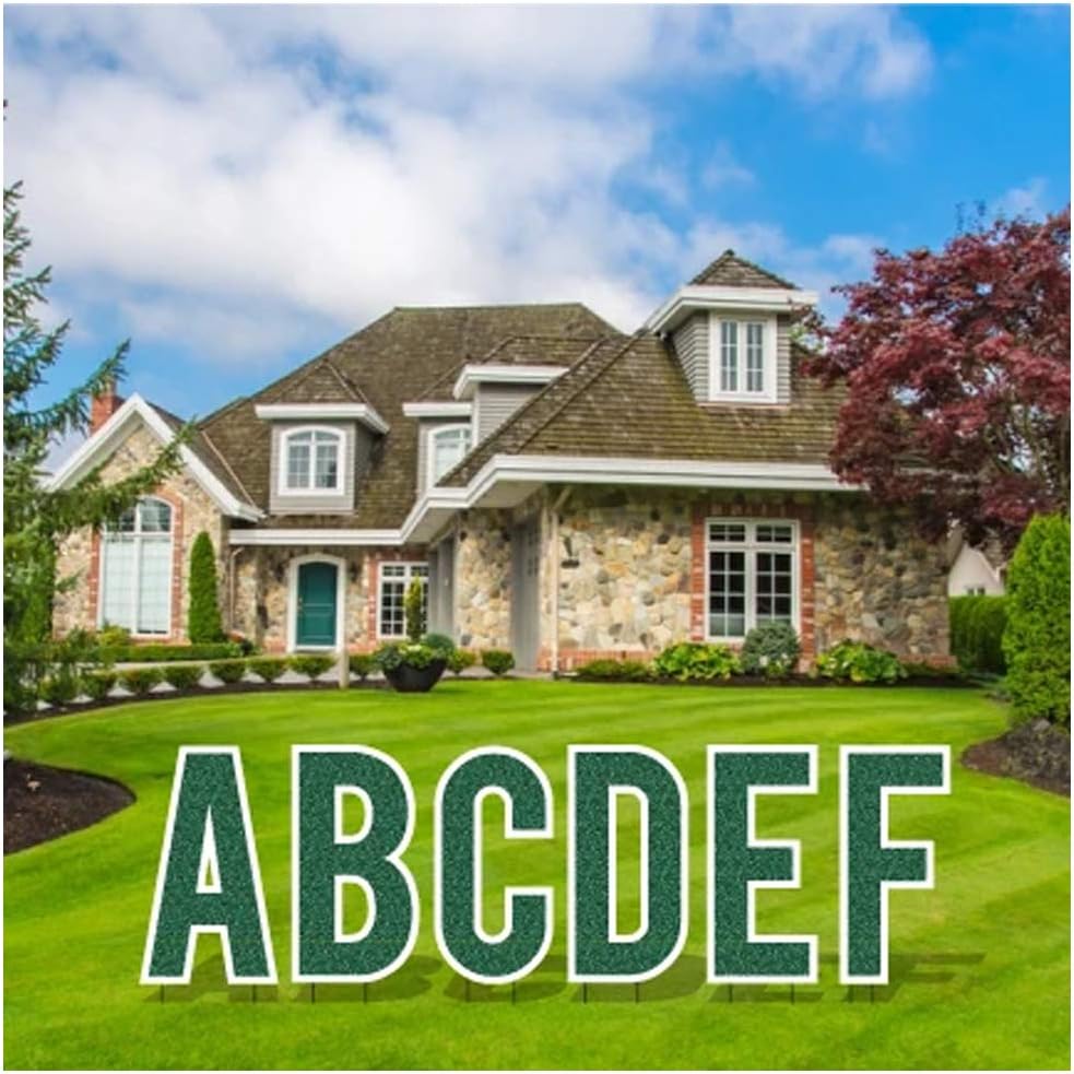 VictoryStore Yard Letters: Cut-Out Alphabet Yard Signs- Bebas 22.75 inch High - Includes Stakes - Vibrant Outdoor Decorations for Birthday Parties, and Events - Premium Quality and Easy Assembly - Made in the USA - Green Glitter