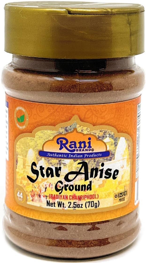 Rani Star Anise Powder (Badian Khatai) Ground Spice 2.5oz (70g) PET Jar ~ All Natural | Gluten Friendly | NON-GMO | Kosher | Vegan | Indian Origin
