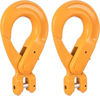 Grade 80 Drop Self Locking Hook Steel Clevis Self-Locking Strength for Safety Chains Transport Binder Chain Safety Chain Clevis Self Locking Hooks Lifting (2 Pack, 3/8 Inches)