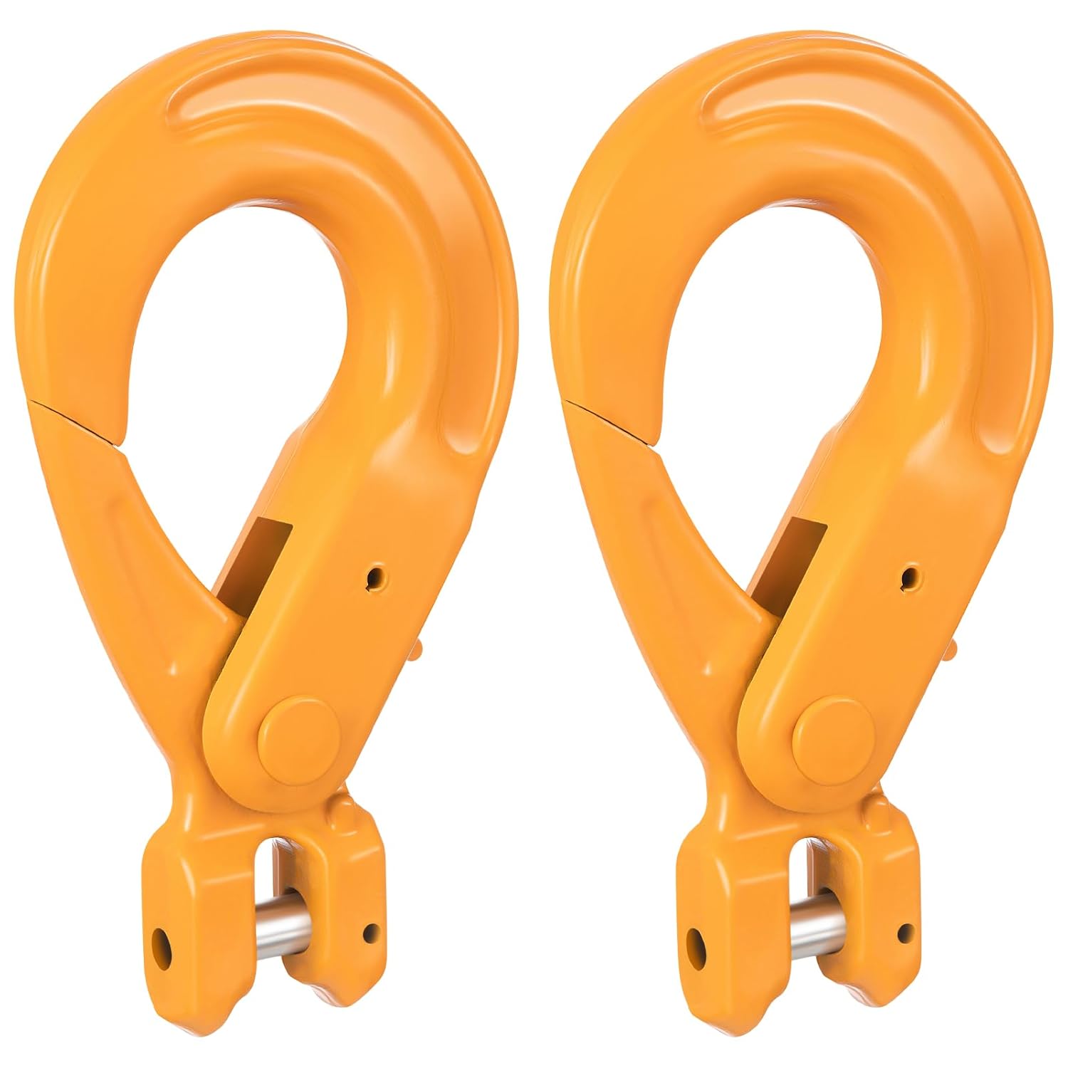 2 Pack Grade 80 Drop Self Locking Hook 3/8 Inches Steel Clevis Self-Locking Strength 7100 Lbs for Safety Chains Transport Binder Chain Safety Chain Clevis Self Locking Hooks Lifting