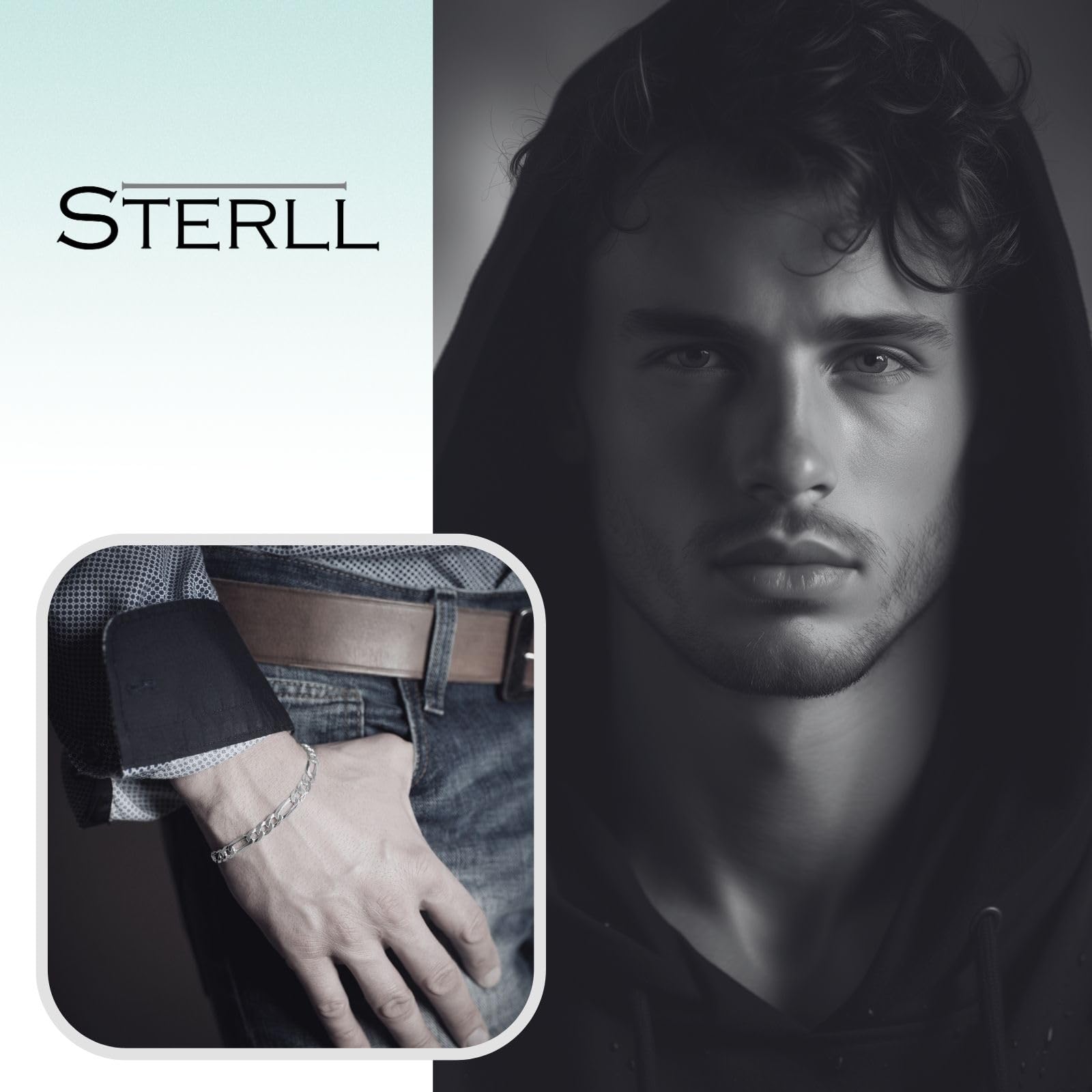 Herren-Armband aus massivem 925 Silber, ideal als Geschenk für Mann oder Freund, mit Schmuckbox