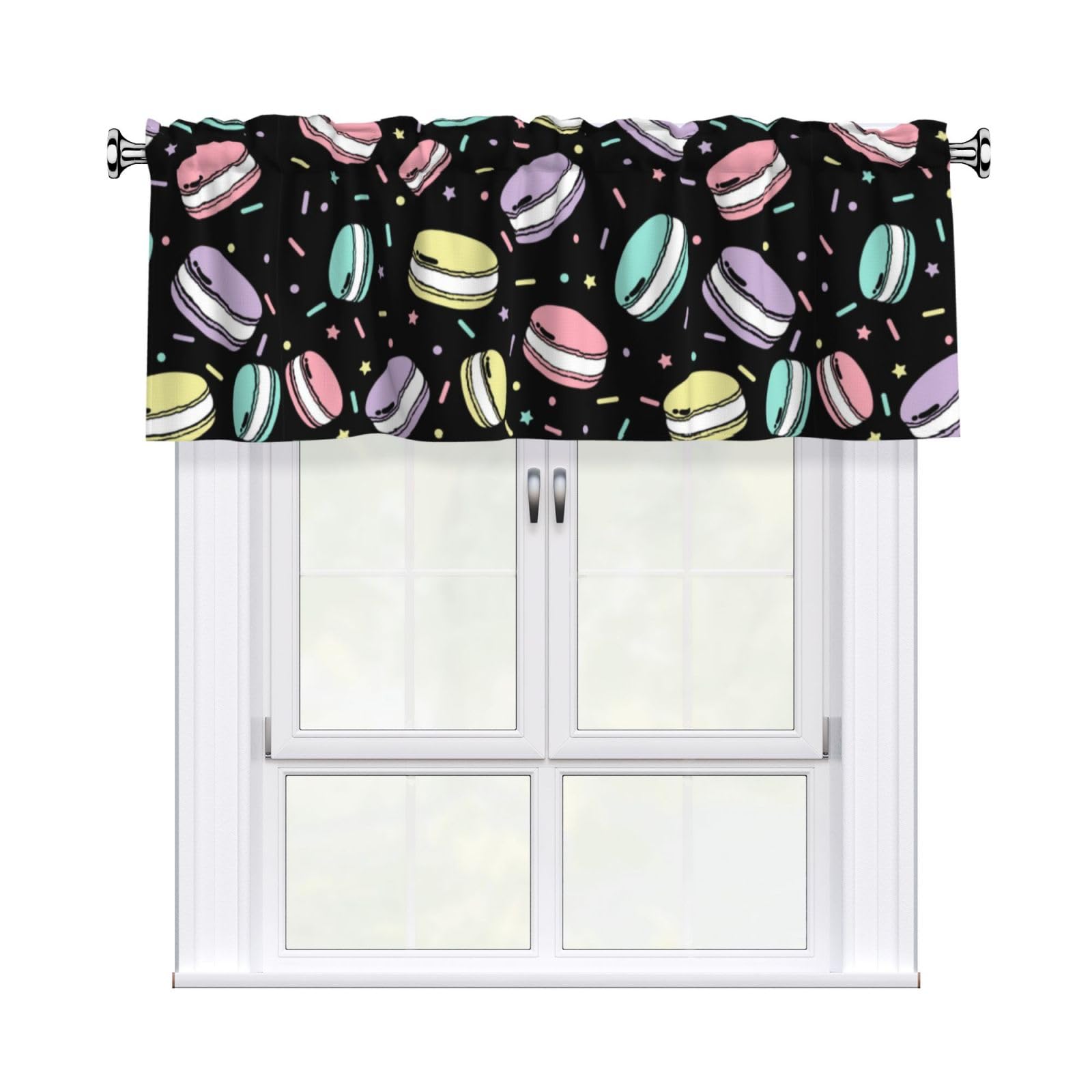 Noble Ren Cute Colorful Macaron Short Curtain Valance 54x18in For Kitchen Bathroom Cafe Living Room Decoration