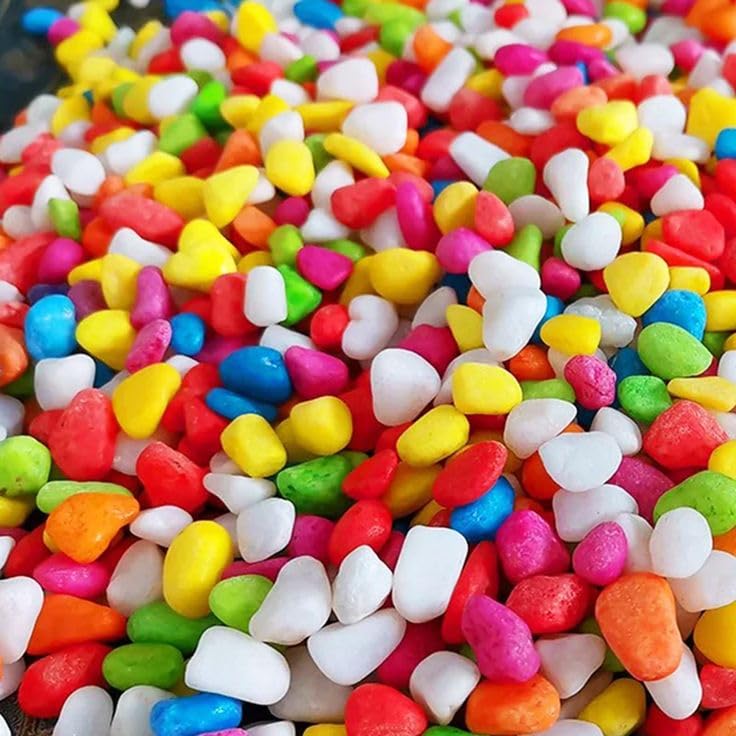 PebbleCraft Decorative Coloured Pebbles for Garden, Vase, Table Top, Indoor and Outdoor Home Decor, Multicolour 1 kg-image-25