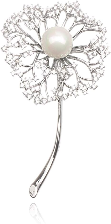 Amazon Co Jp Zystyle Broooの手の韓国語の黒と白の模造真珠のタンポポの胸の花女性のアクセサリーエレガントな野生 ブローチジャケット ピン ファッション 日本と韓国のオールマッチアクセサリー 豪華な雰囲気の女性コサ Color Silver ジュエリー