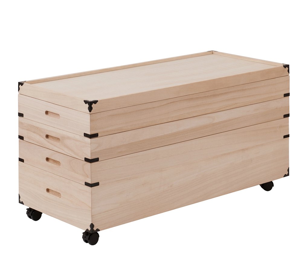 Amazon｜ナサ流通企画 キャスター付き桐衣装箱 4段 高さ46cm 隅金具付