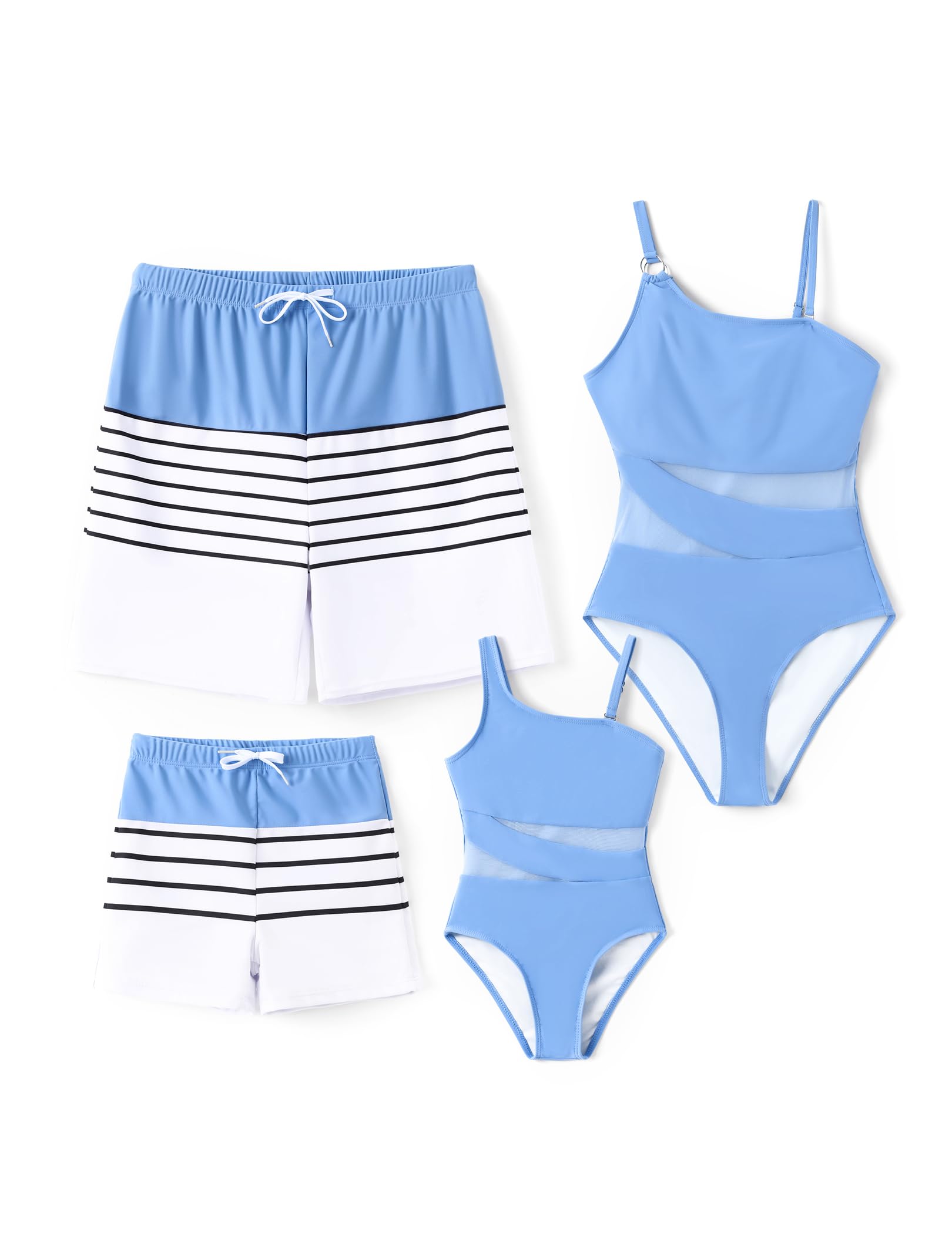 PATPAT Family Matching Summer Swimwear, Women and Girl One-Piece Swimsuit, Men and Boy Swim Trunks