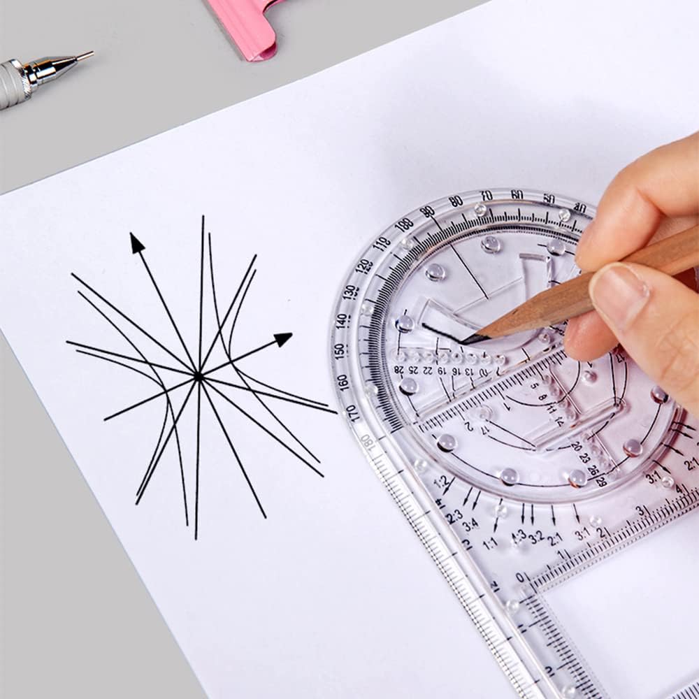 3 Pcs Multifunctional Geometric Ruler Set Mathematics Drawing Tool Geometric Drawing Template Measuring Draft Plastic Rulers for School Office Supplies : Arts, Crafts & Sewing