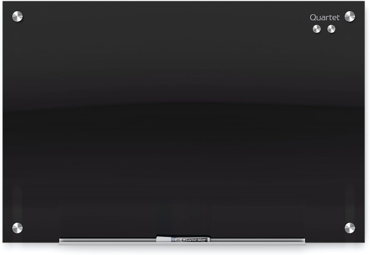 Quartet Magnetic Dry Erase Board, 48" x 36" Glass Whiteboard for Wall, Infinity, Black (G4836B)