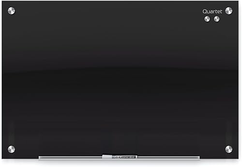 Quartet modelo Infinity (G7248B) - Pizarra de vidrio magnética de borrado en seco, pizarra de 6 x 4 pies, montaje sin marco, superficie negra