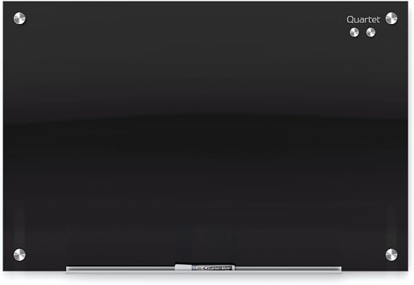 Quartet Glass Whiteboard, Magnetic Dry Erase White Board, Black Surface, Infinity