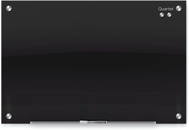 Quartet Magnetic Dry Erase Board, 48" x 36" Glass Whiteboard for Wall, Infinity, Black (G4836B)