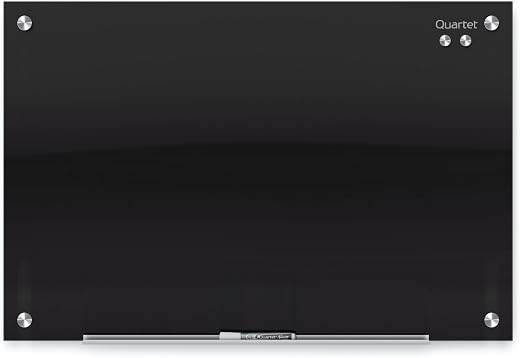 Quartet Infinity Glass Magnetic Dry Erase Black Surface Board, Frameless, 48 x 36 inches (G4836B), 4 x 3