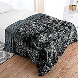 LANGRIA Luxury Super Soft Faux Fur Fleece Throw Blanket Cozy Warm Breathable Lightweight and Machine Washable Dyed Fabric for All Seasons – Decorative Throw for Couch Bed (60x80, Twin Size Black)