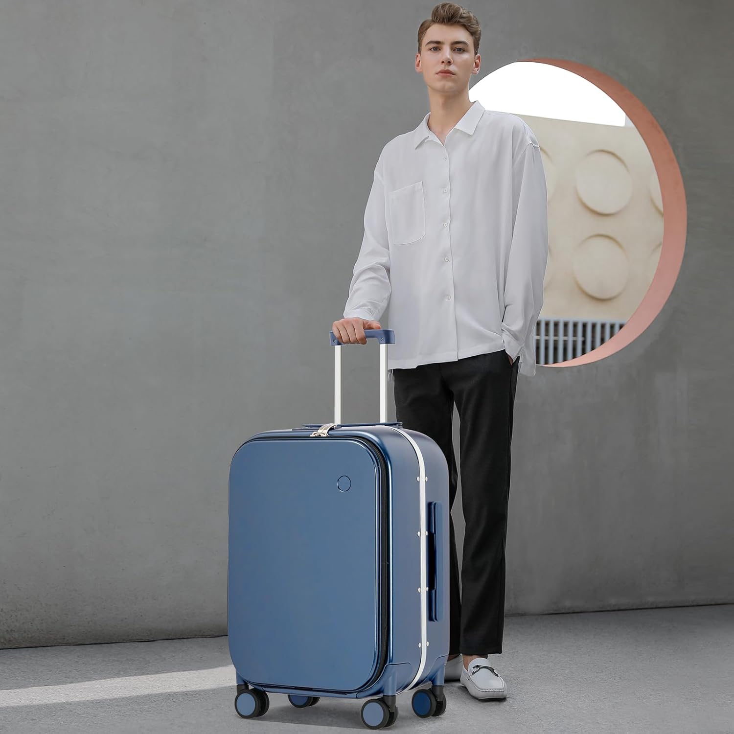 mixi Luggage Suitcase with Spinner Wheels, 24” Checked