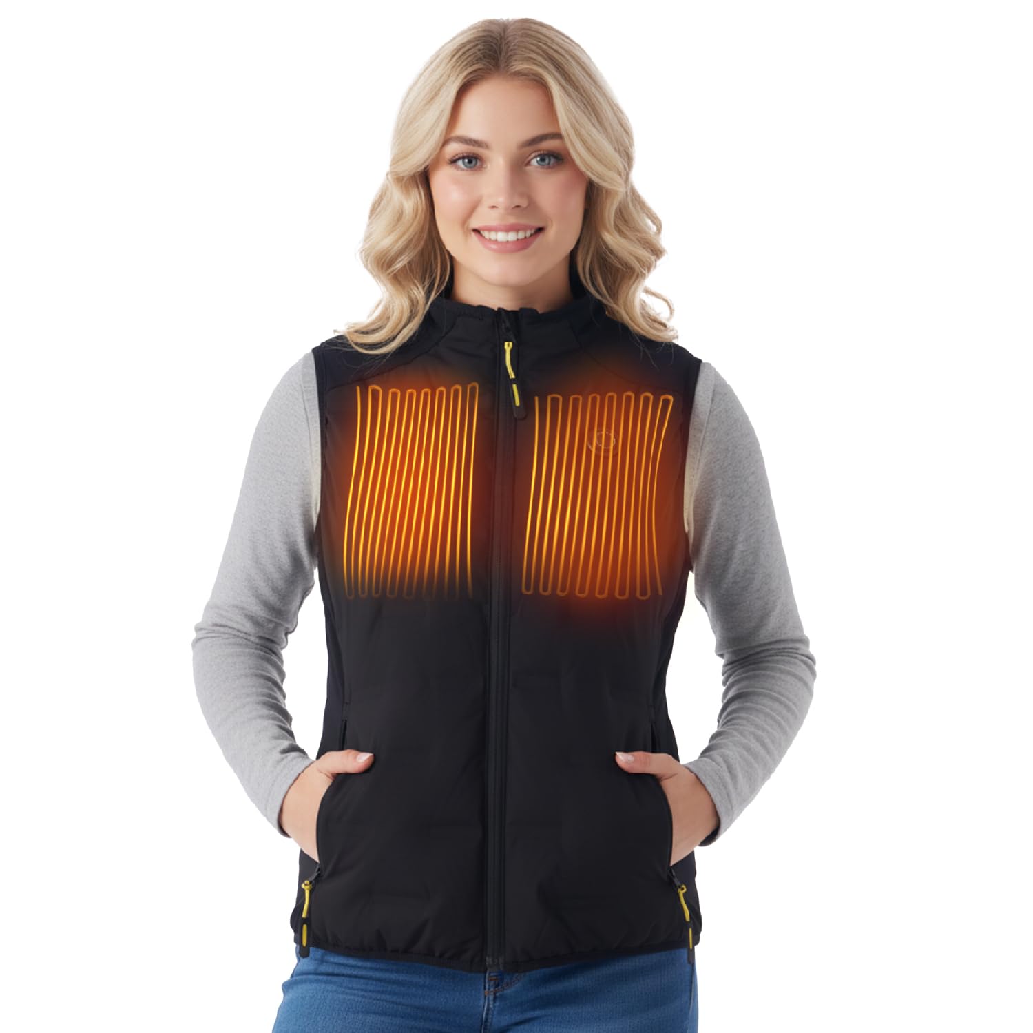 InoKraft Gilet riscaldato da donna, leggero, trapuntato, riscaldato, con batteria ricaricabile da 8000 mAh e cavo di ricarica USB-C per ciclismo, corsa, escursionismo
