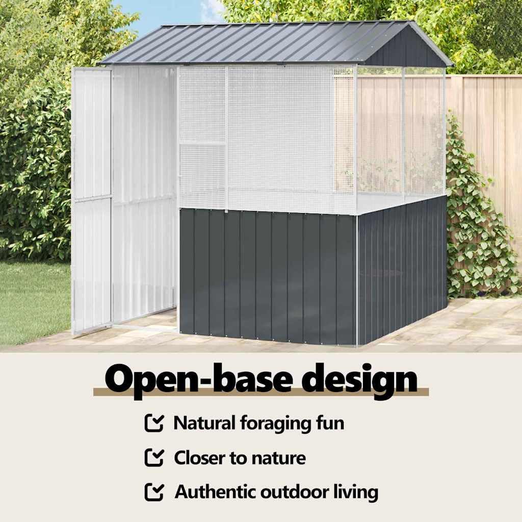 vidaXL Vogelkäfig Anthrazit 215 x 209 x 230 cm Verzinkter Stahl, Garten und Terrasse, große rechteckige Voliere, Moderne, robuste Vogelkäfig für Haustiere, anthrazit