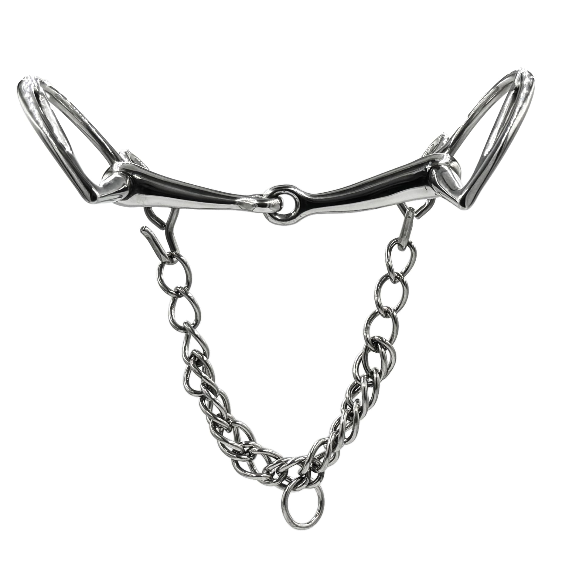 ES0114 Dentadura Kimblewick Springkandare Sencillo Roto Español Italiano Dee Bit de Acero Inoxidable Grosor de la dentadura 15 mm (14,5 cm)
