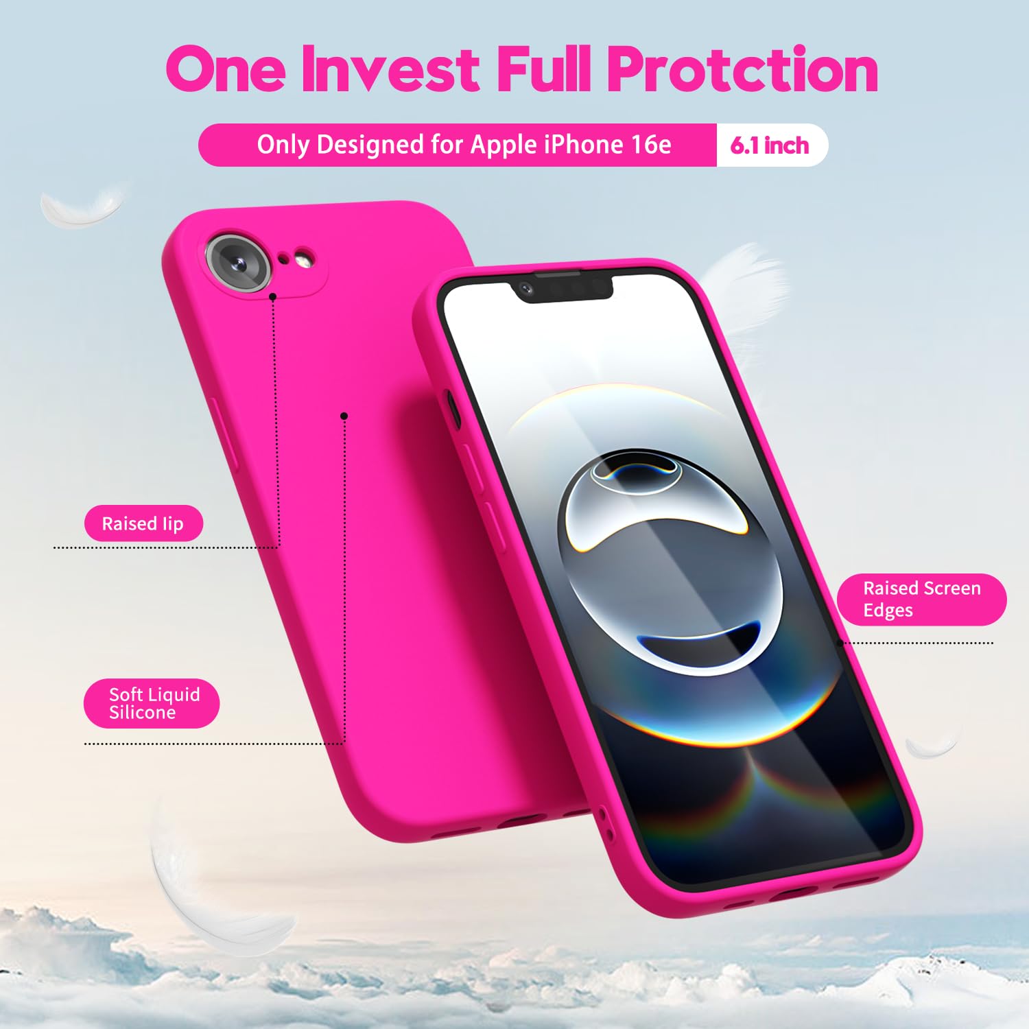 oakxco for iPhone 16 Pro Max Case Liquid Silicone, Soft Rubber Gel Elegant Aesthetic Basic Simple Cover, Cute Thin Slim TPU Matte Solid Color Plain Smooth Case for Women Girl, Light Pink — view 1731