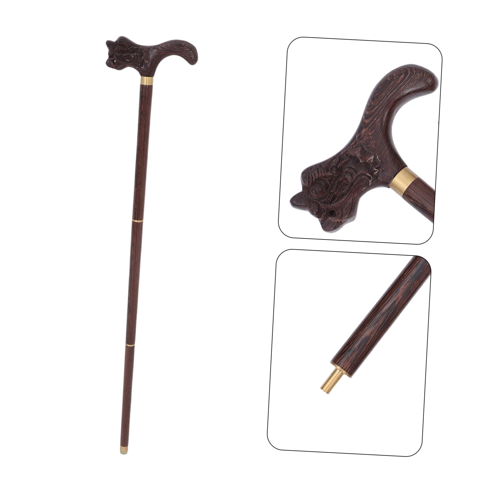 Bastón de Madera Maciza de Tres Secciones, Soporte Ligero