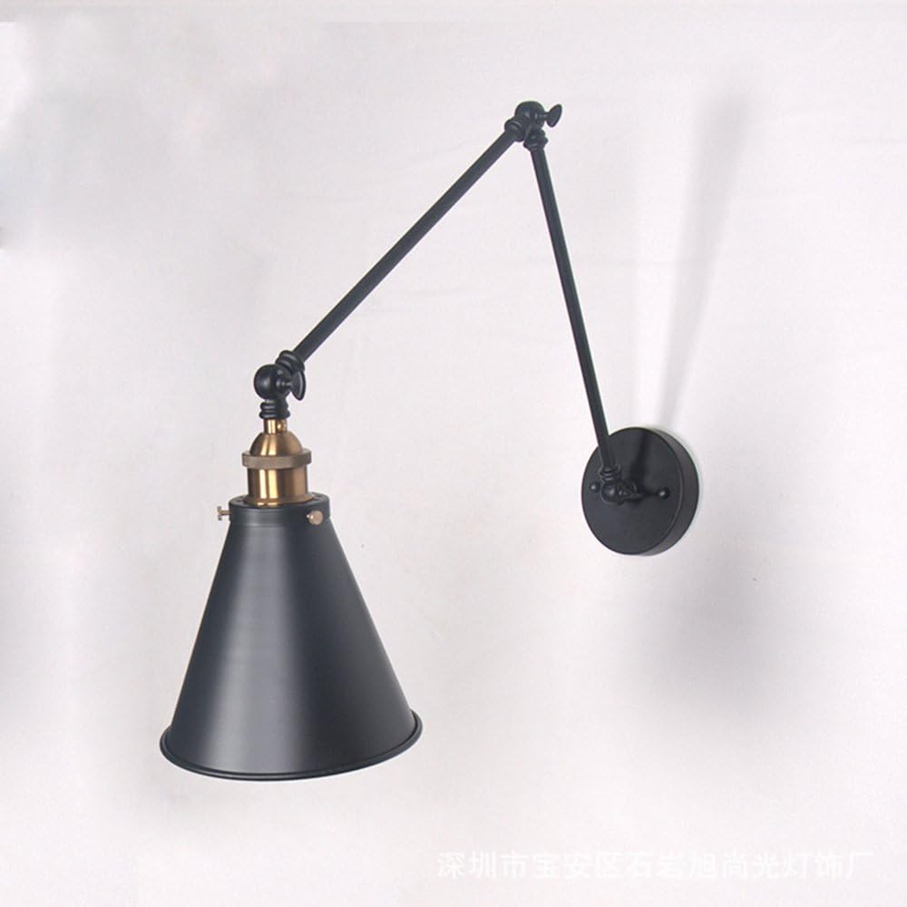 RUNNUP Industrial Single Wall Lights Wall Sconce Fixture with 7.28" Wide Conical Shade and E26 Light Bulb Base for Indoor Lighting, Black