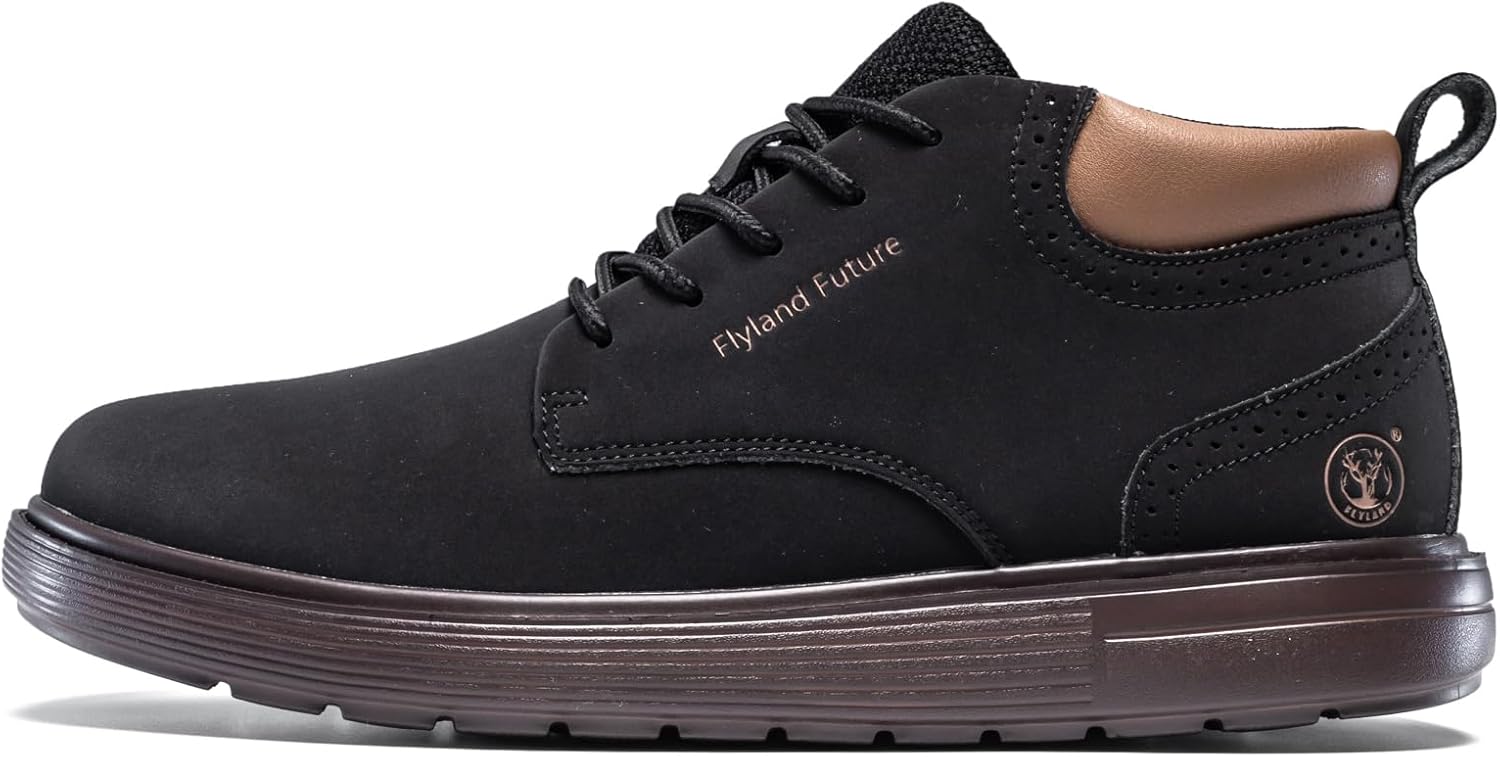 FLYLAND Men's Fashion Sneakers Chukaa Boots Leather Shoes Lace Up Lightweight Dress Boots Walking Driving Shoes - Image 2
