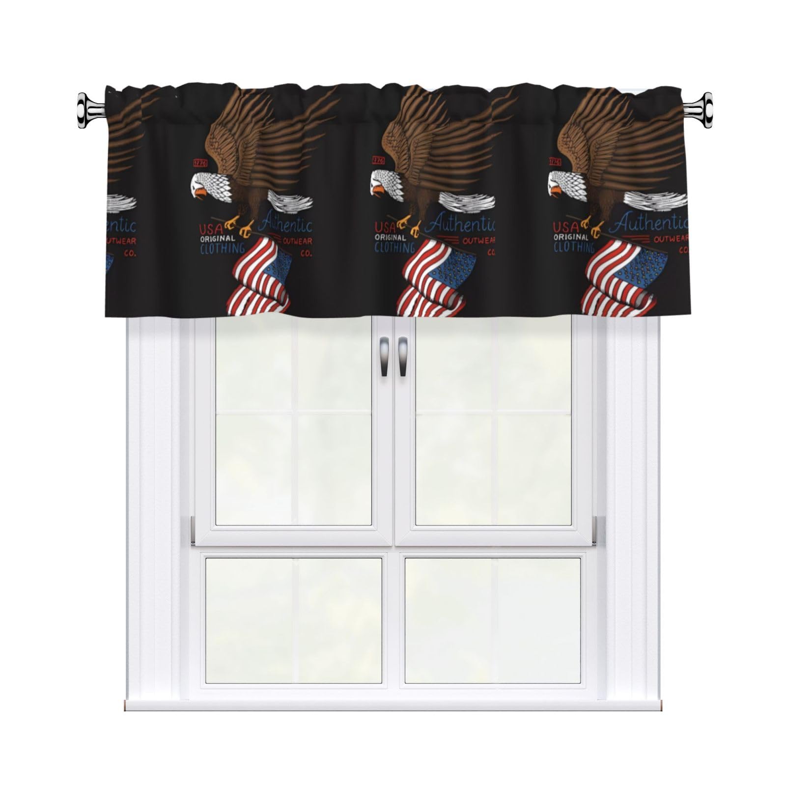 WHJSSF USA Patriotic Eagle with American Flag Prints Housewarming Gift – Peach Skin Window Valance 54x18 for a Cozy Kitchen Refresh