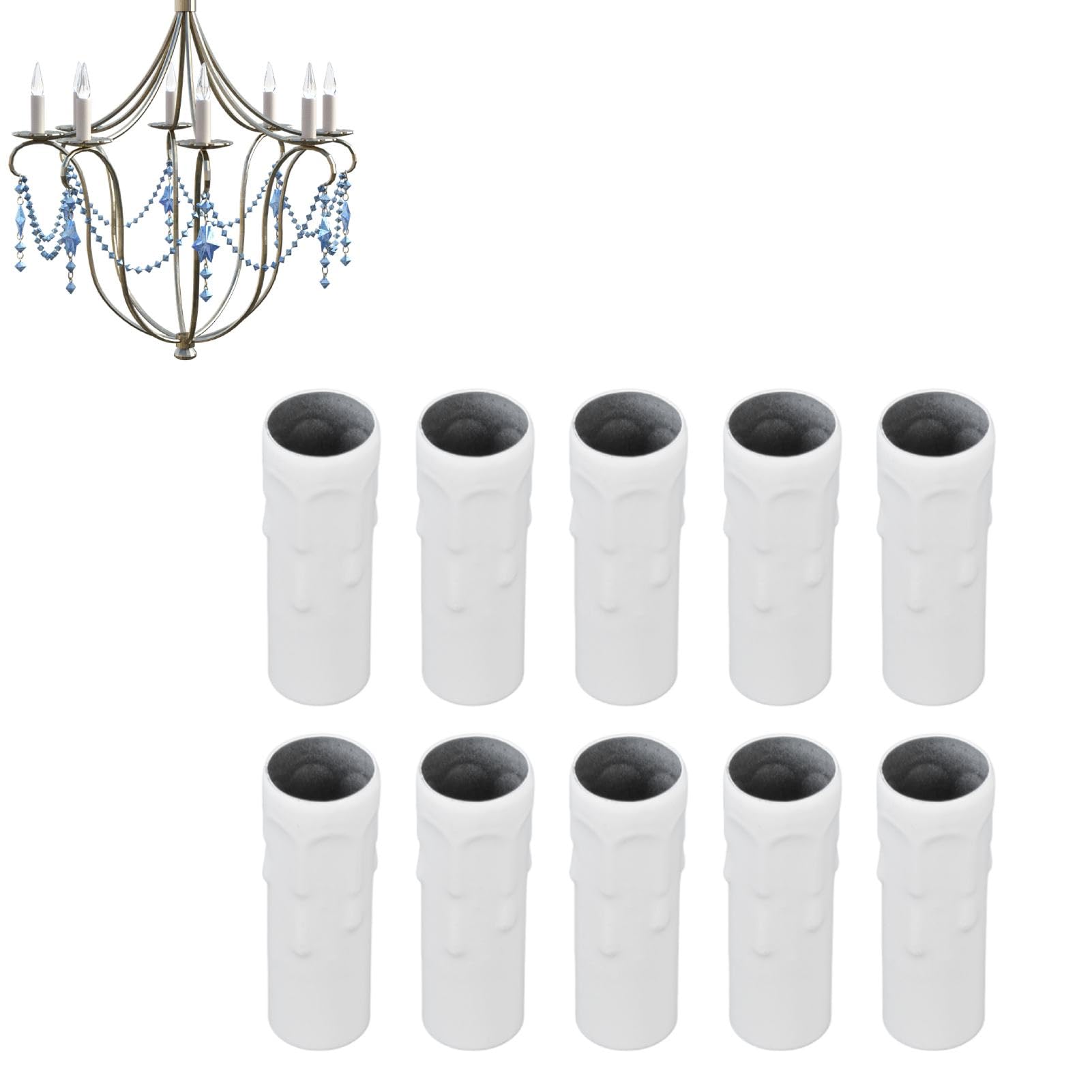10PCS Candle Lamp Holder Tube, 3 Inch Candle Cover Drip Sleeves Chandelier Candle Sleeves Candle Shape Socket Covers Sleeves Metal Candle Sleeves Candelabra Base for E14 Chandelier