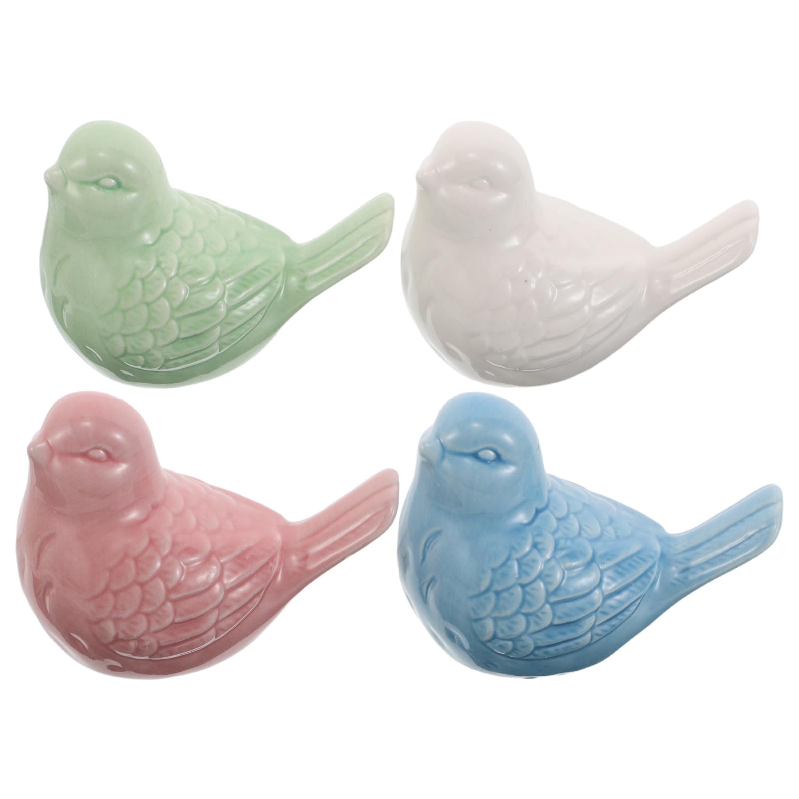 NUOBESTY Confezione da 4 uccelli in miniatura in ceramica: piccoli uccelli artificiali - piccole statuette di animali per fioriere, tavoli, micro paesaggio, decorazioni natalizie, giardino delle fate