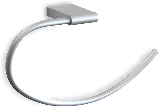 Tatay Toallero aro, de Aluminio, Modelo Ice, Abierto en un Lado, de diseño Moderno y Elegante. Sistema de fijació con Tornillos