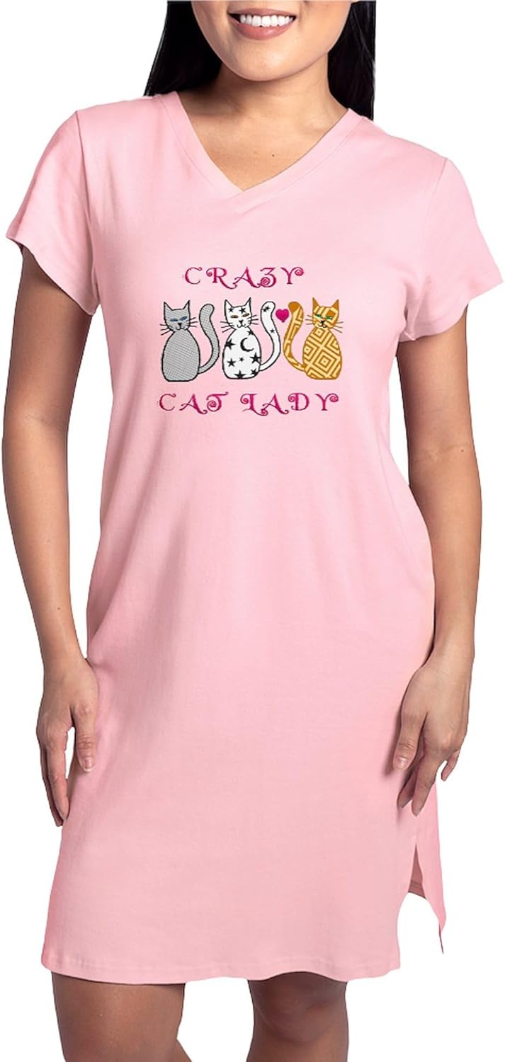 CafePress Crazy Cat Lady Women's Nightshirt, Soft Long Pajama Shirt, Cotton PJs/Pyjamas