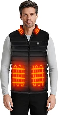 MRAWARM Heated Vest, Lightweight Electric Heated Vest for Men Women wiht 6 Heating Zone and 3 Temperature
