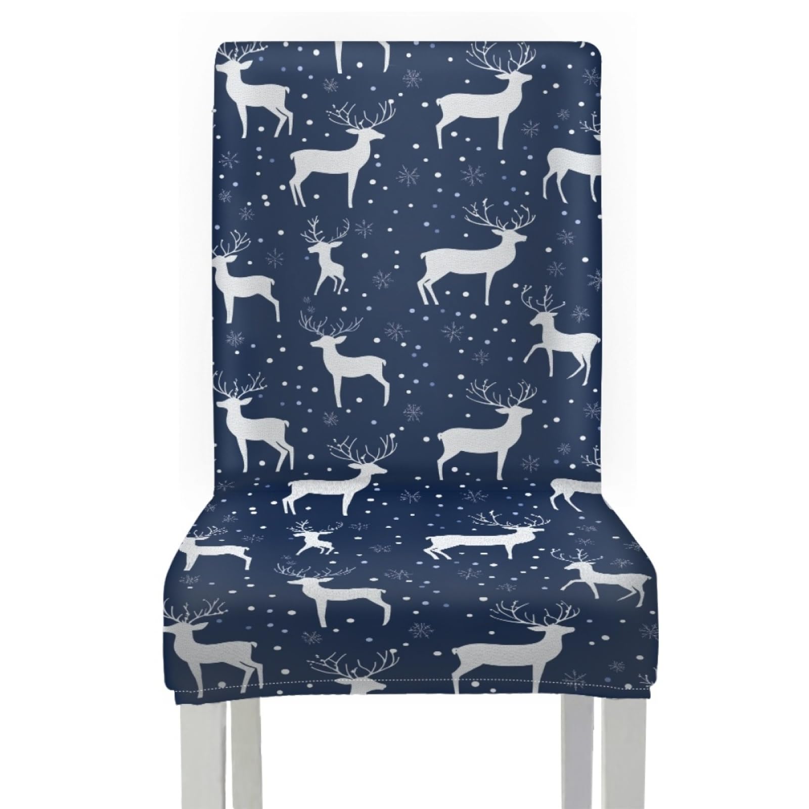 Stuhlüberzieher Blaue Tiere Weiß Stuhl Überzieher Stuhlhussen 6er Set | Spandex Stuhl Hussen Waschbar Abnehmbare Stretch Hussen für Stühle Langlebig Stuhlbezug Universal für Küche,Restaurant,Hotel