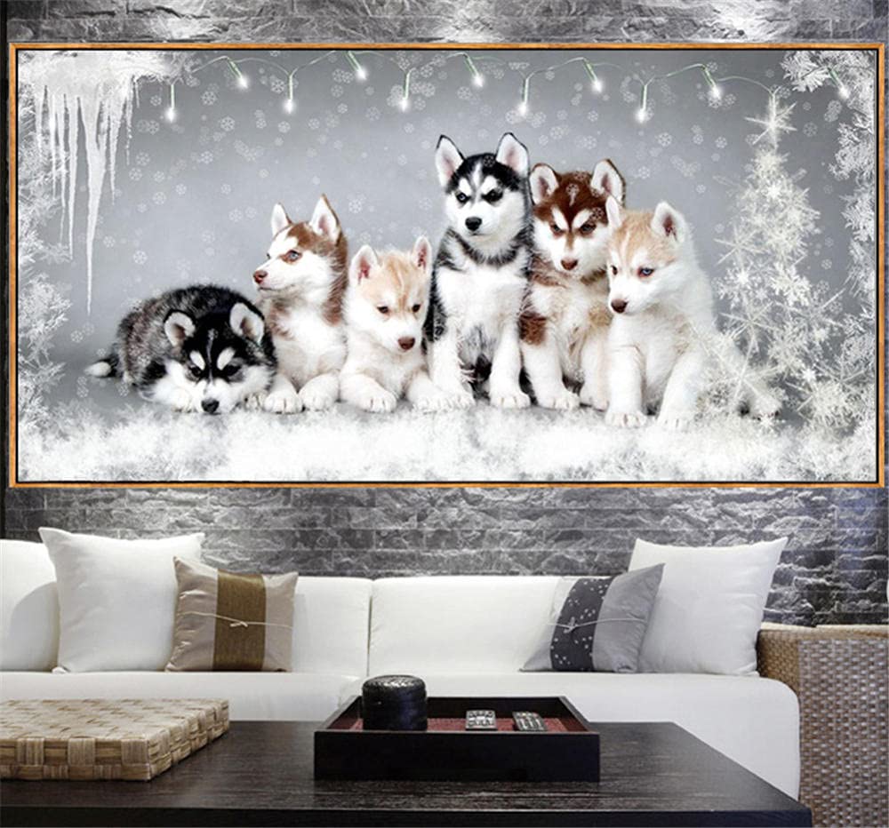 Zolne Diamond Painting Chien Husky Broderie Diamant Painting Diamond Complet Peinture Diamant Diamond Painting Enfant Peinture Diamant 5d Complet Canevas Diamant Kit Complet Square Drill 70x140cm