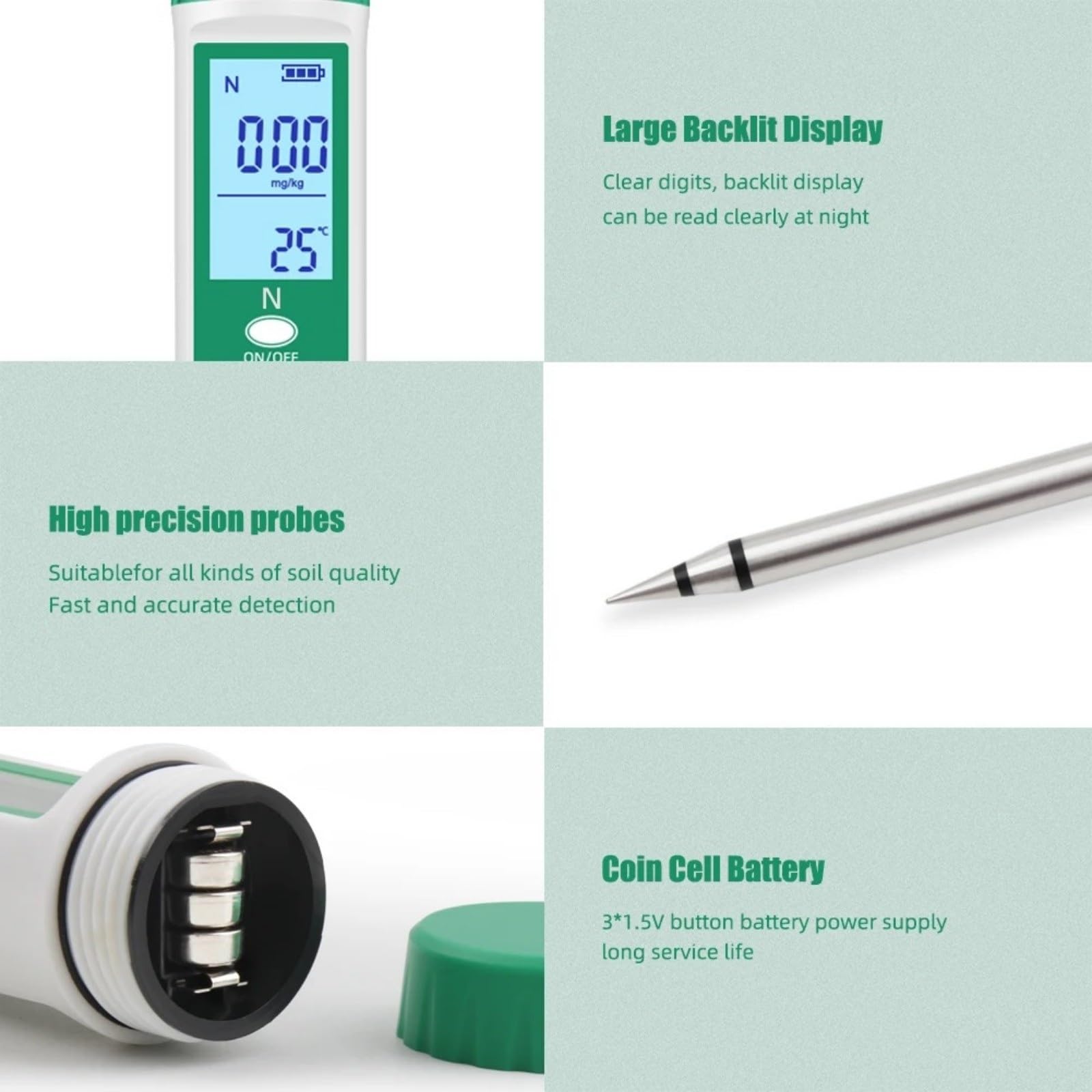 Bodentest-Set, NPK-Messgerät, Boden, schnellwirkender Stickstoff-/Phosphor-/Kaliumtester, Nährstoffanalysatoren Leicht ablesbares Wasserhärte-Testkit(GreenPhosphorus Tester)