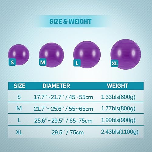 Miniatura 4 de Forbidden Road Pelota de yoga, pelota de ejercicio, pelota de gimnasio para entrenamiento, terapia física, equilibrio, estabilidad, fitness,