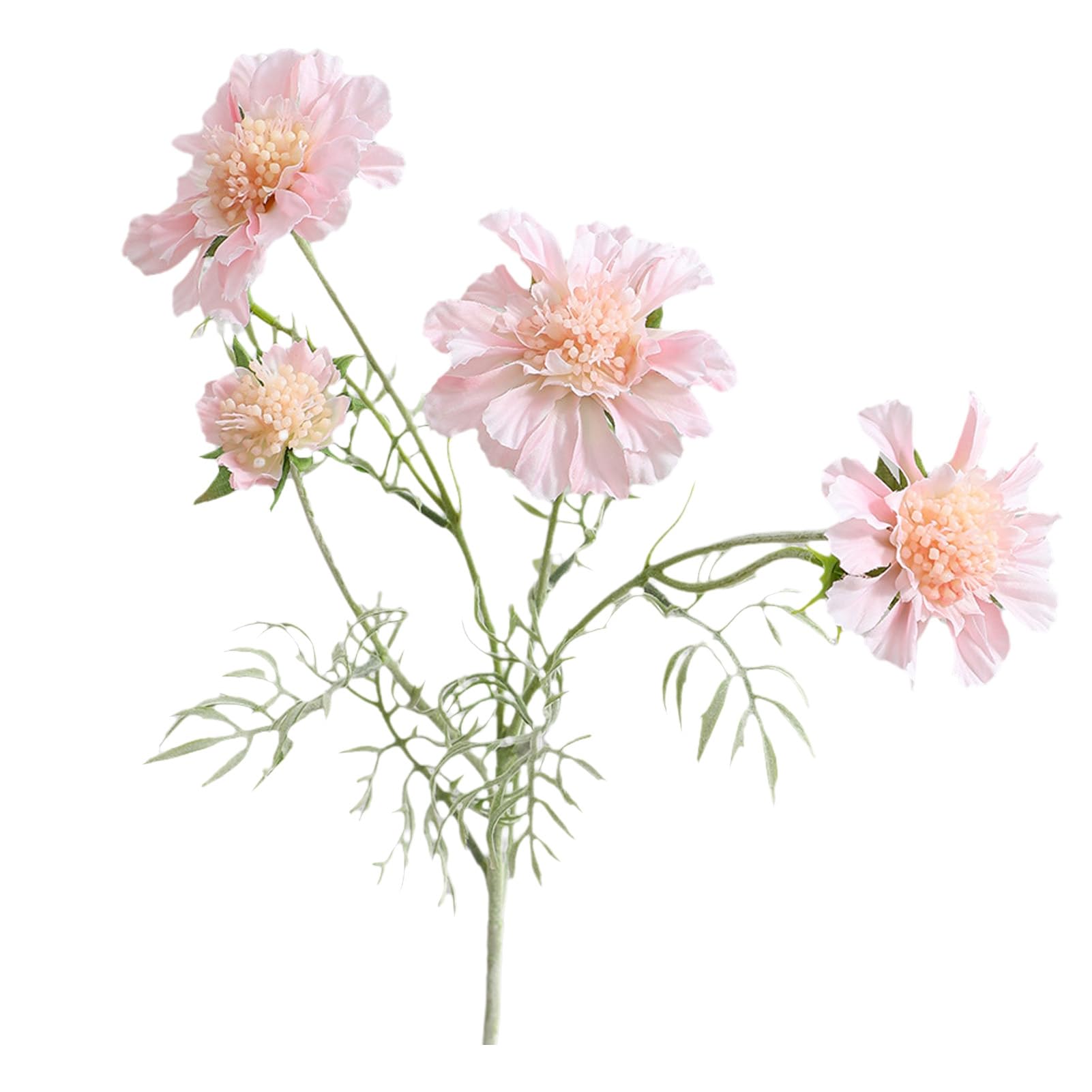 Porceosy Artificial Scabious Flowers, Realistic Faux Silk Floral Stems for Table Vase Centerpiece, 60cm Bendable Long Branches for Wedding Home Decor, Fade-Resistant Pink