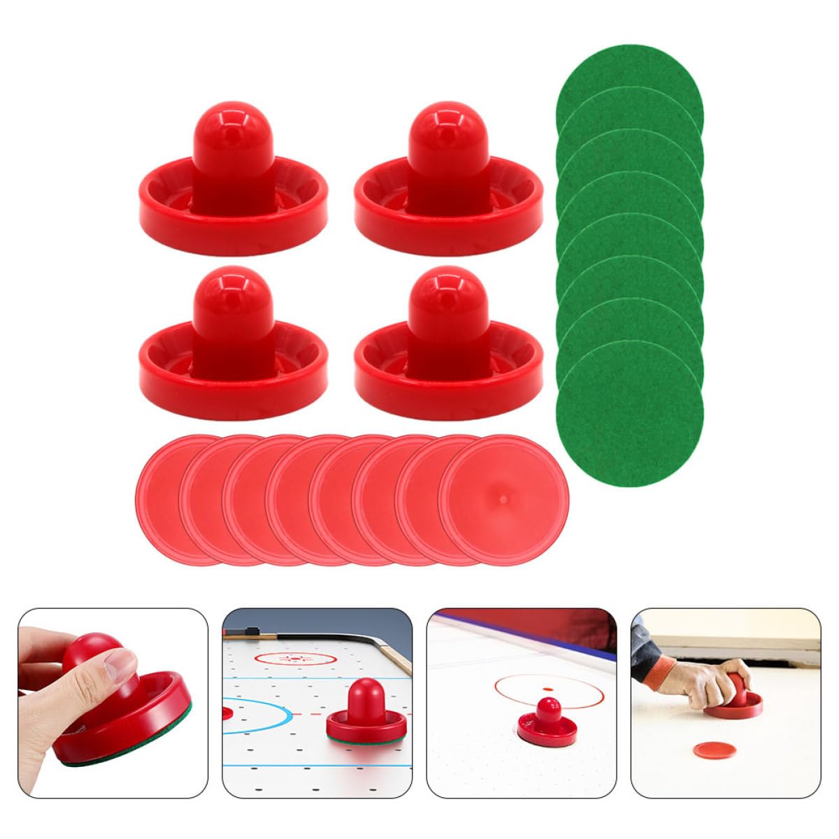 Toyvian Set 20 Racchette e Dischi da Air Hockey in Plastica Rossi Accessori Ricambio per Tavoli da Air Hockey da 96Mm e 64Mm di Ricambio per Familiare