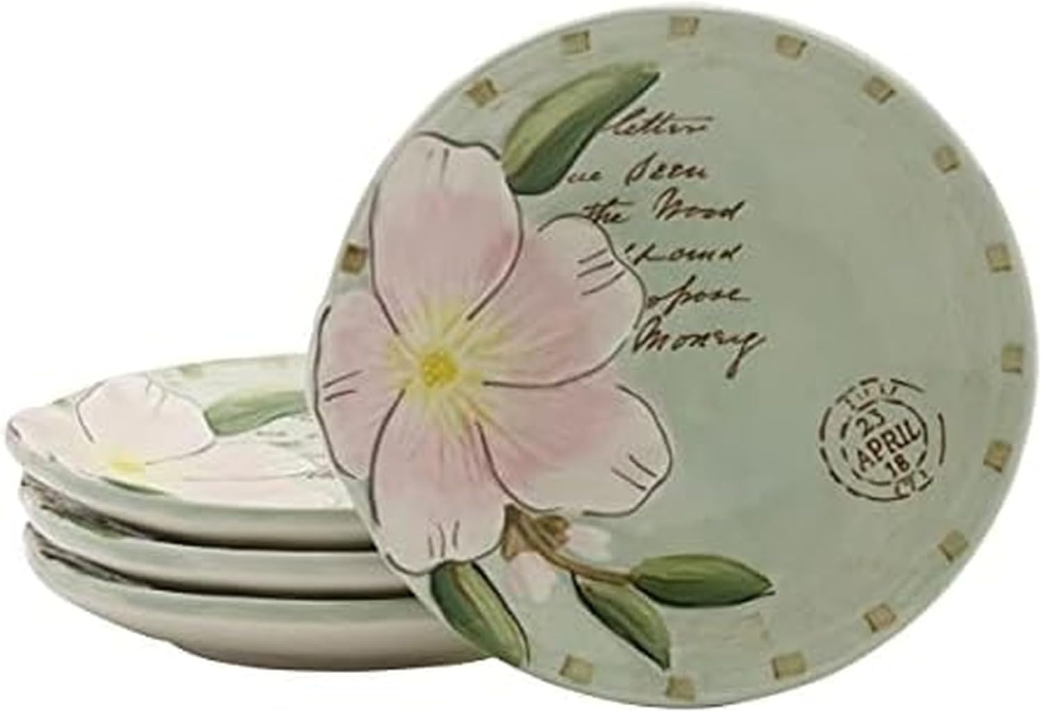 Fitz & Floyd Fitz and Floyd Toulouse Appetizer Plates, Set of 4, 5-Inch, Blue (Pack of 2)