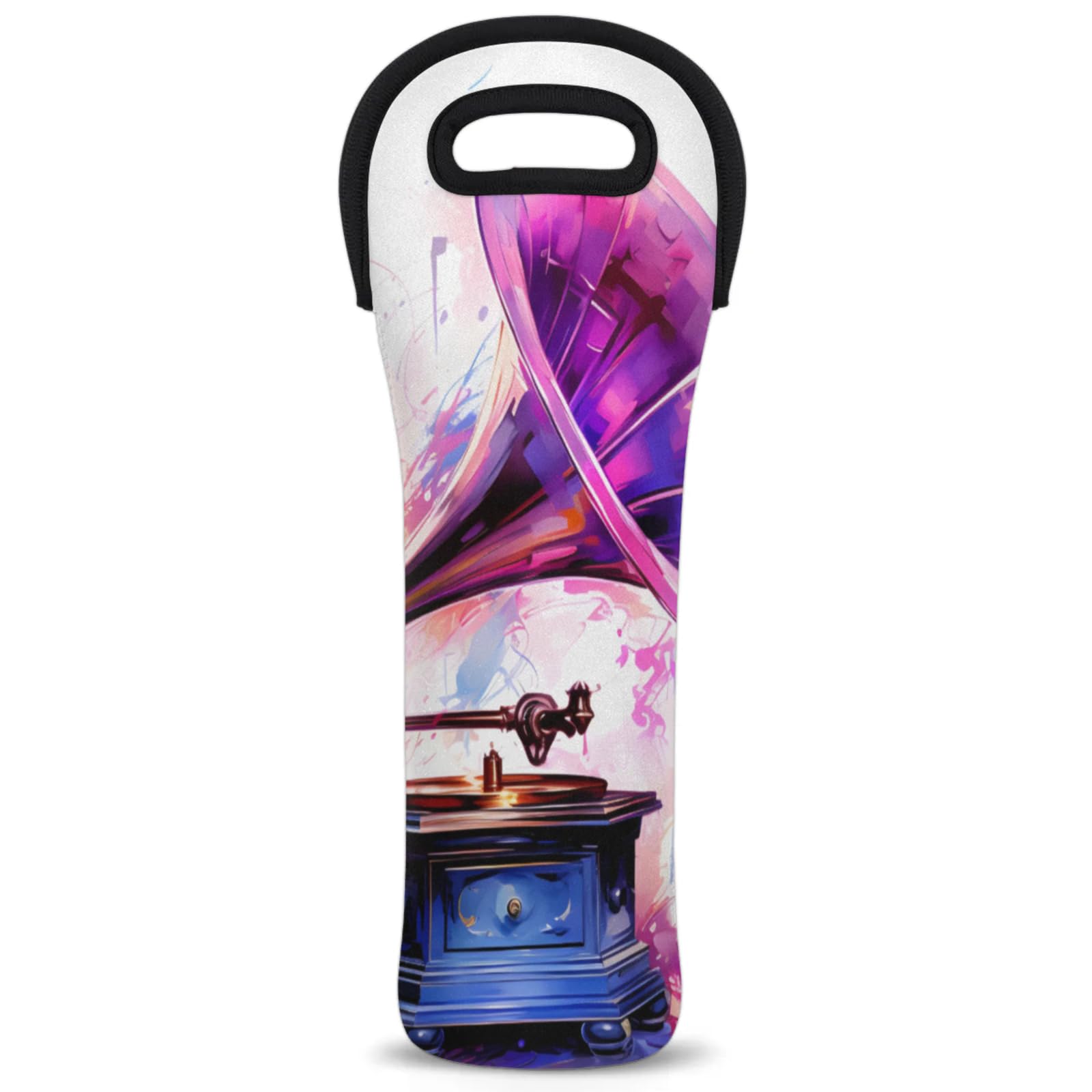 Neoprene Wine Tote Carrier Bag for Wine,Water, Champagne, Beer, Baby Bottles 15.6 x 5.1 Inches, Protective Wine Bag,Music