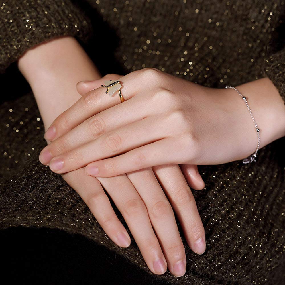 Ring Aus 925Er Sterlingsilber, Sterling Silber Ringe Frauen 925 Schmetterling Verstellbare Ringe Goldene Retro Verstellbare Sterling Kleid Ringe Verlobungsring Geschenke Für Männer Mädchen Frau E
