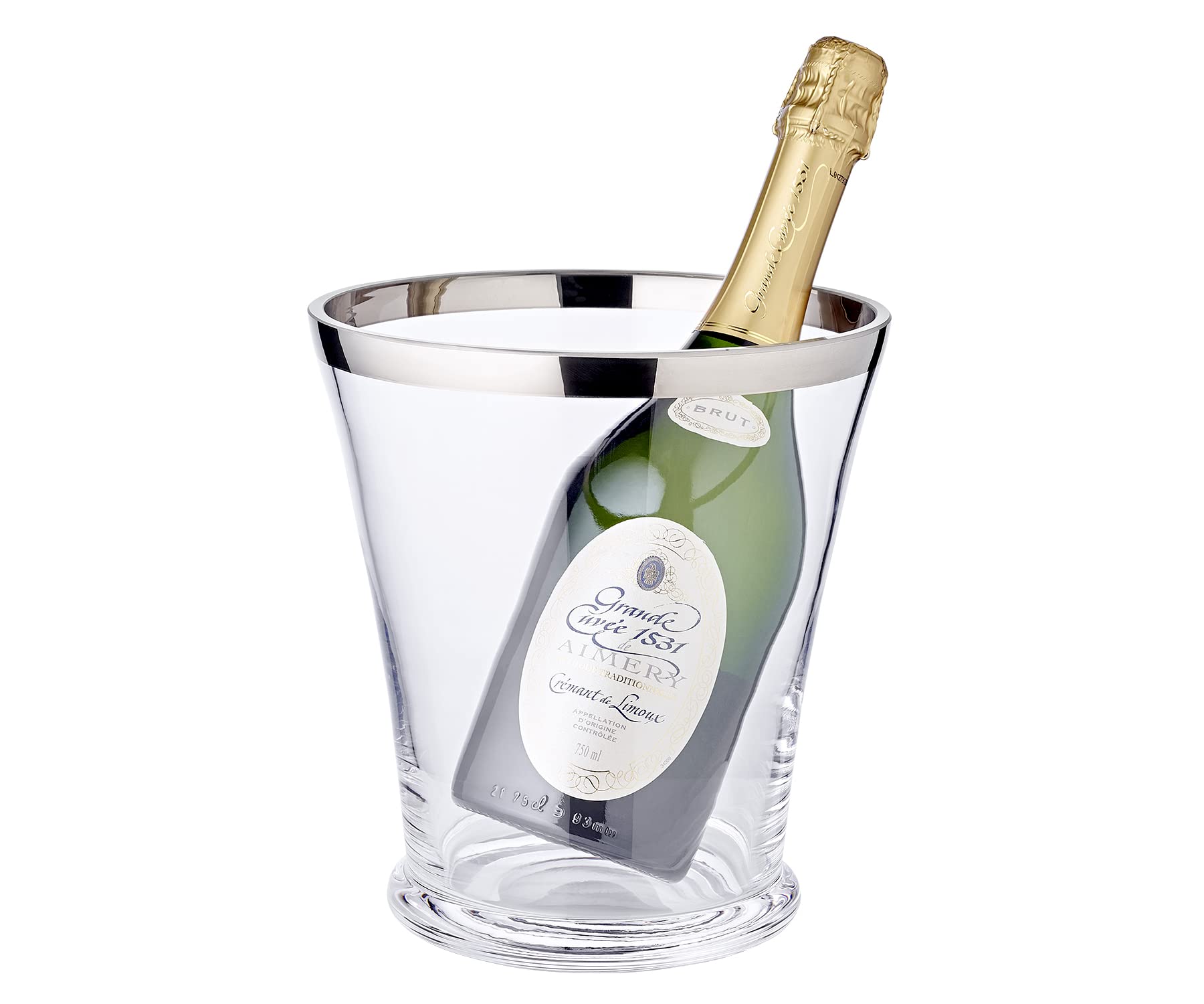 EDZARD Champanera Reuben (H 22 cm, Ø 19,5 cm), cristal soplado a mano con borde de platino, para 1 botella – enfriador de vino, enfriador de botellas, cubitera